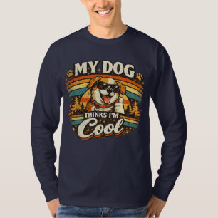Camiseta Meu Cachorro Acha que Sou Legal Arte Retro de Cach