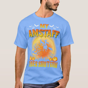Camiseta Meu Cachorro Amstaff Corria Shot Happy Halloween D