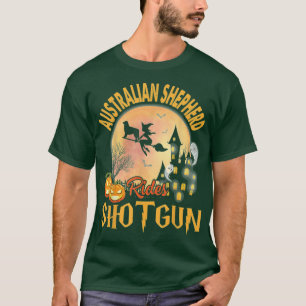 Camiseta Meu cachorro Australian Shepherd passeia montado n