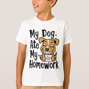 Camiseta Meu cachorro comeu meu dever de casa