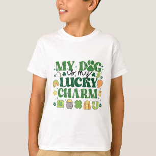 Camiseta Meu Cachorro é Meu Amuleto da Sorte Trevo Dia de S