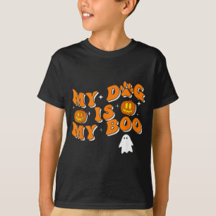 Camiseta Meu Cachorro É Meu Boo Groovy Fantasma Cachorro Ha