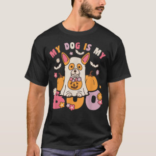 Camiseta Meu Cachorro É Meu Boo Groovy Vintage Corgi Hallow