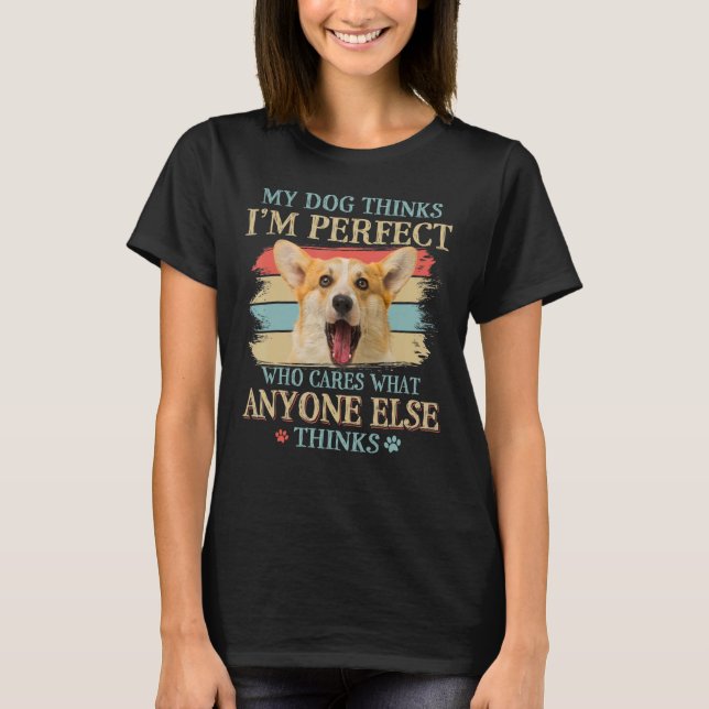 Camiseta Meu Cachorro pensa que sou o estilo retrô perfeito (Frente)