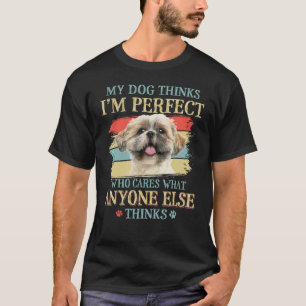 Camiseta Meu Cachorro pensa que sou o estilo retro Shih Tzu