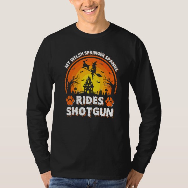 Camiseta Meu cachorro Springer Spaniel galês anda de esping (Frente)