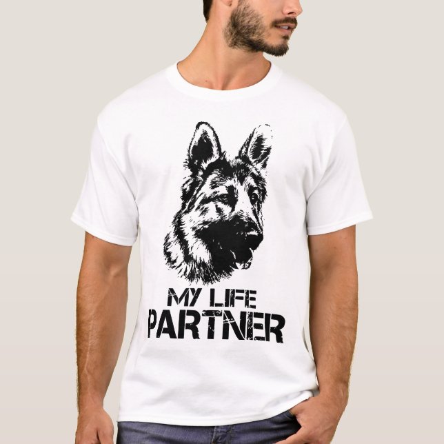 Camiseta meu cão de german shepherd do sócio da vida (Frente)