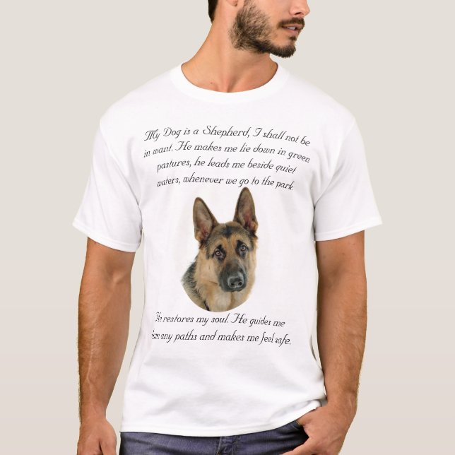 Camiseta Meu cão é um pastor (a oração) (Frente)