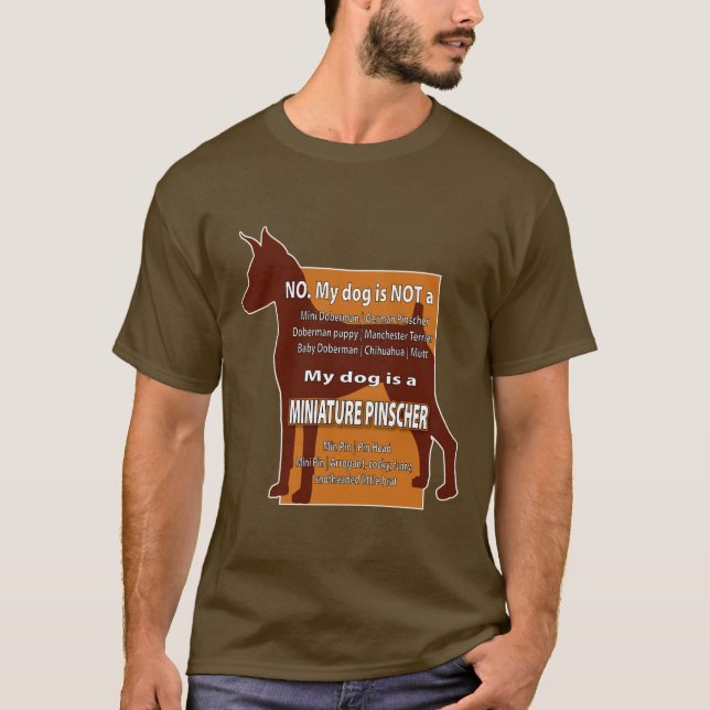 Camiseta Meu cão não é um mini Dobie! (Frente)