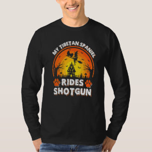 Camiseta Meu cão Spaniel Tibetano anda de moto com uma brux