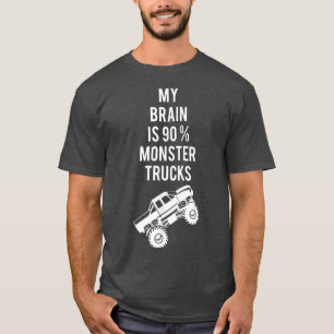 Camiseta Meu Cérebro É 90 Caminhões Monstros Diversão De Ve