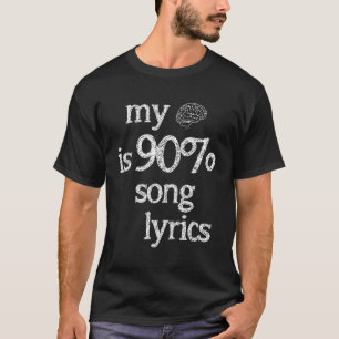 Camiseta Meu Cérebro É 90 Letras De Música Engraçadas Para 