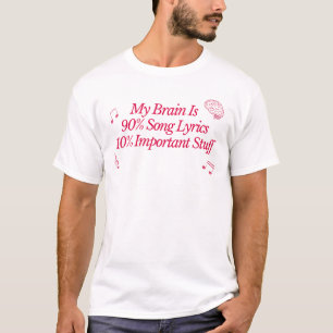 Camiseta Meu Cérebro É 90% Música Letras De Música Engraçad