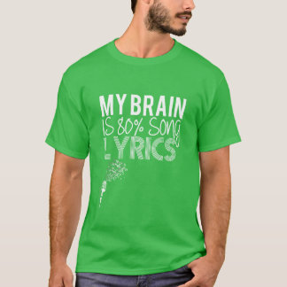 Camiseta Meu cérebro é de um garoto de letras de 80 músicas