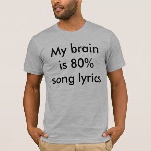 Camiseta Meu cérebro é poemas líricos da canção de 80%