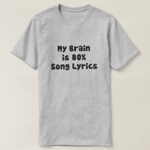 CAMISETA MEU CÉREBRO É POEMAS LÍRICOS DA CANÇÃO DE 80%