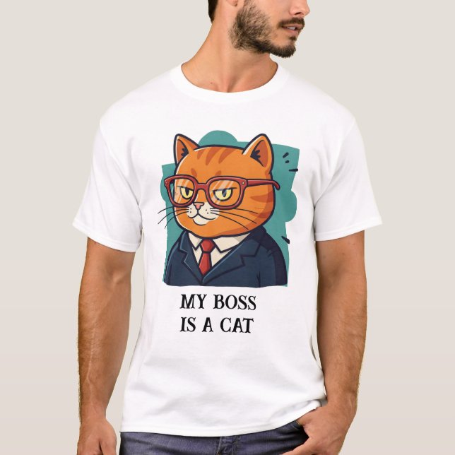 Camiseta Meu chefe é um gato engraçado (Frente)