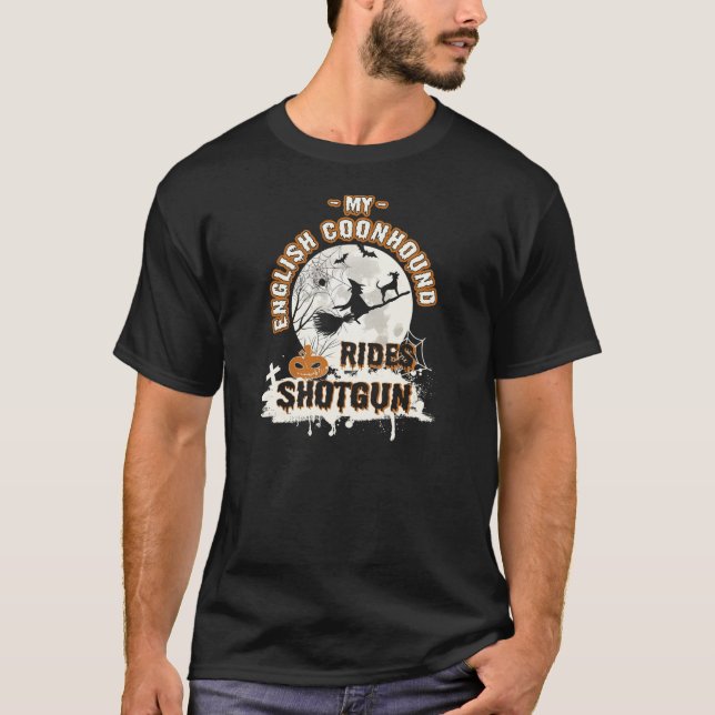 Camiseta Meu Coonhound Inglês Dirige Um Cão-Presente Engraç (Frente)