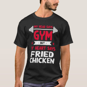 Camiseta Meu Coração Diz Frango Frito Humor de Treino Acad