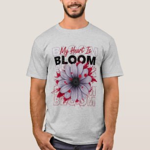 Camiseta Meu Coração Está Florindo Desenho Floral Ousado Ca