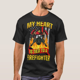 Camiseta Meu Coração Está Ligado A Um Bombeiro Bombeiro Wif