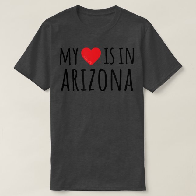 Camiseta MEU CORAÇÃO ESTÁ NA ARIZONA, Estado Americano Boni (Frente do Design)
