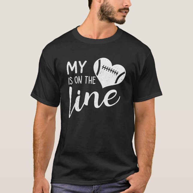 Camiseta Meu Coração Está Na Linha Engraçado De Futebol Lin (Frente)