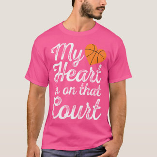 Camiseta Meu Coração Está Naquela Quadra Mãe de Basquete Fe