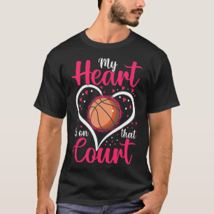 Camiseta Meu Coração Está Naquela Quadra Sketll Mãe Esporti