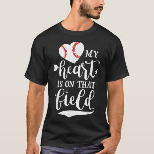 Camiseta Meu Coração está no Campo Baseball Mãe