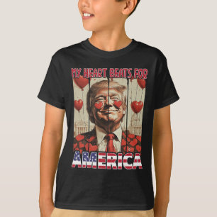 Camiseta Meu Coração Lateja Pela América Trump Dia dos Namo
