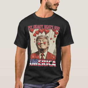 Camiseta Meu Coração Lateja Pela América Trump Dia dos Namo
