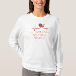 Camiseta Meu Coração Lateja Vermelho Branco e Azul
