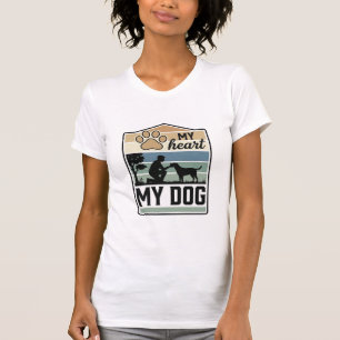 Camiseta Meu Coração Meu Cachorro Desenho Antigo Amante de 