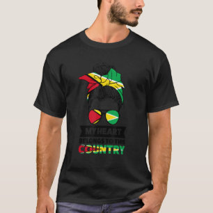 Camiseta Meu Coração Pertence a Este País Bandeira da Guian