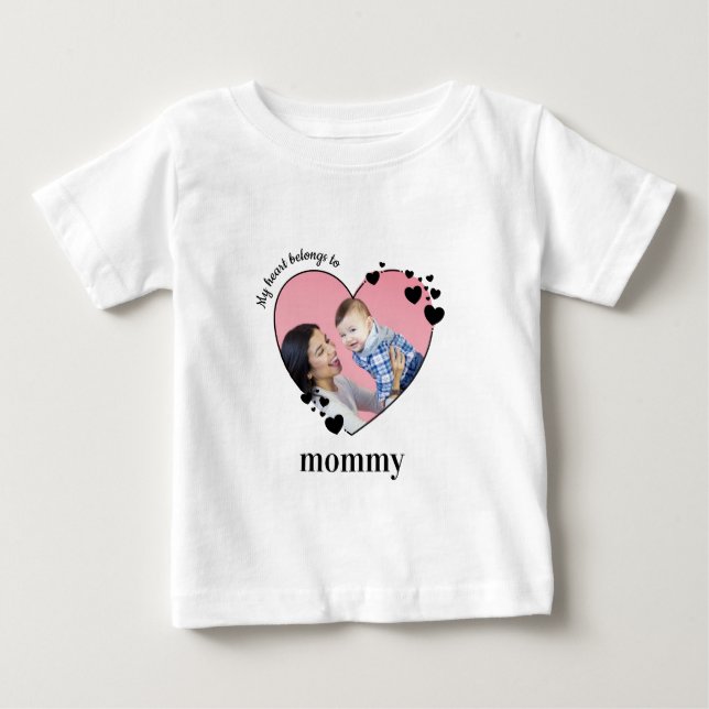 Camiseta Meu Coração Pertence À Foto Personalizada Do Bebê  (Frente)