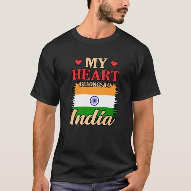 Camiseta Meu Coração Pertence à Índia (Frente)