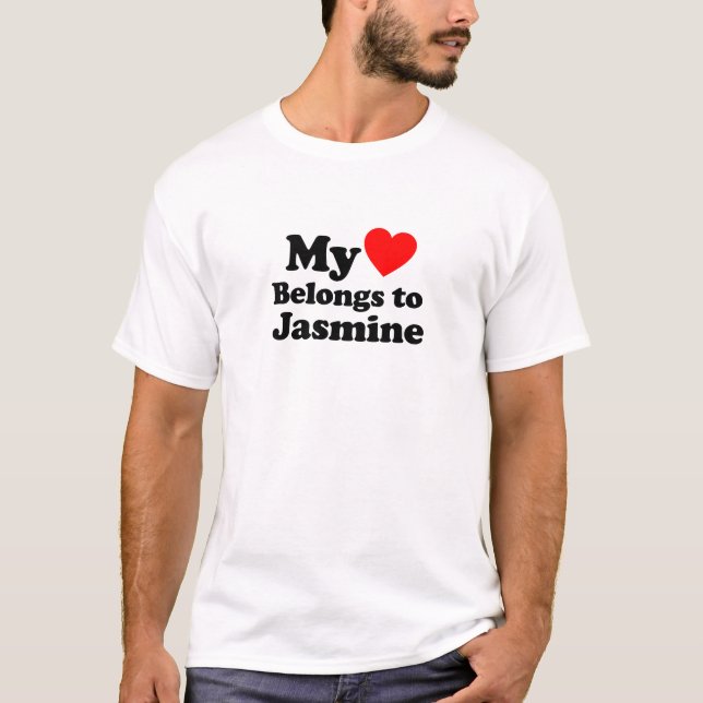 Camiseta Meu coração pertence a Jasmine (Frente)