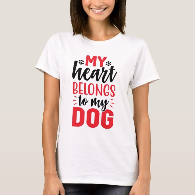Camiseta Meu Coração Pertence À Minha Camisa-T Do Pet-Lover (Frente)