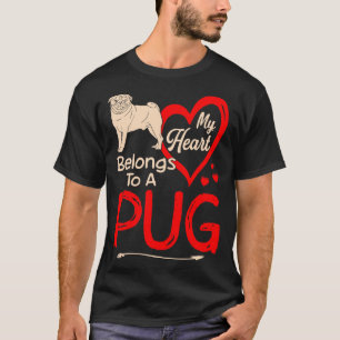 Camiseta Meu Coração Pertence A Pug Namorados