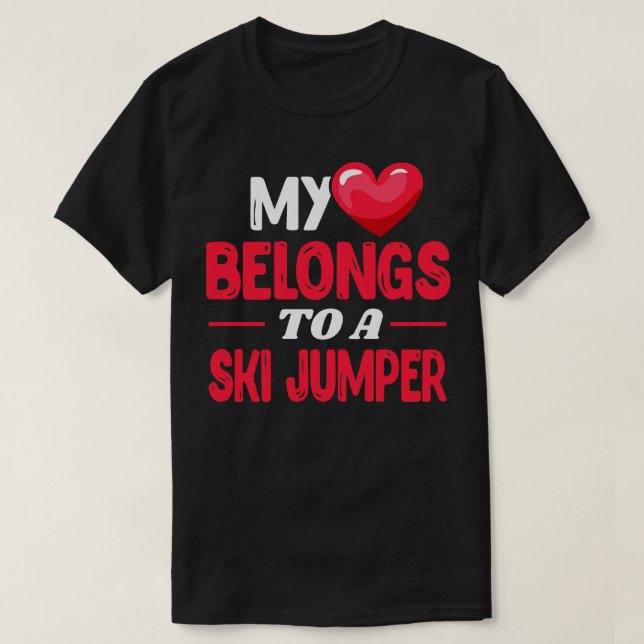 Camiseta Meu coração pertence a Ski Jumper (Frente do Design)