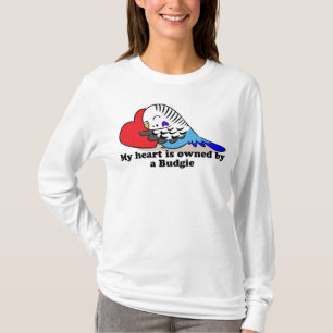 Camiseta Meu coração pertence a um budgie azul