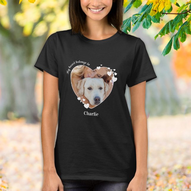 Camiseta Meu Coração Pertence Ao Cachorro De Fotos De Pet L (Criador carregado)