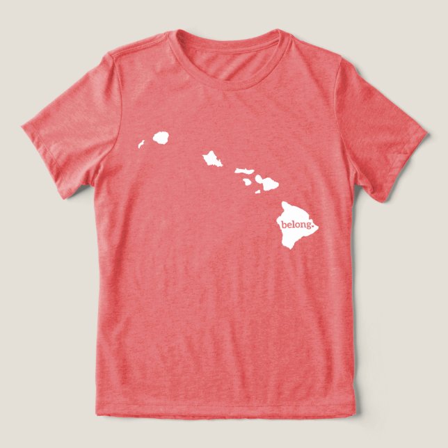 Camiseta Meu Coração Pertence Ao Havaí, Orgulho Estatal (Design frontal)