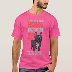 Camiseta Meu coração pertence ao meu Bulldog Francês