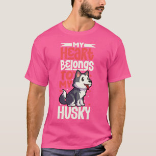 Camiseta Meu coração pertence ao meu Husky Siberiano