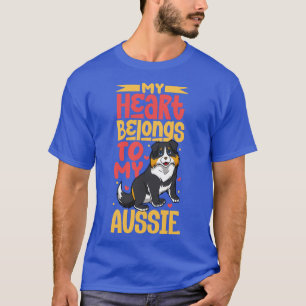 Camiseta Meu coração pertence ao meu Pastor Australiano