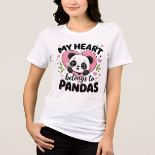 Camiseta Meu Coração Pertence aos Pandas Amante de Pandas F