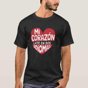 Camiseta Meu Coração Professora Bilíngue Espanhol Para Prof