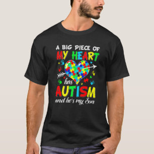 Camiseta Meu Coração Tem Autismo Ele É Meu Filho Amoroso Co